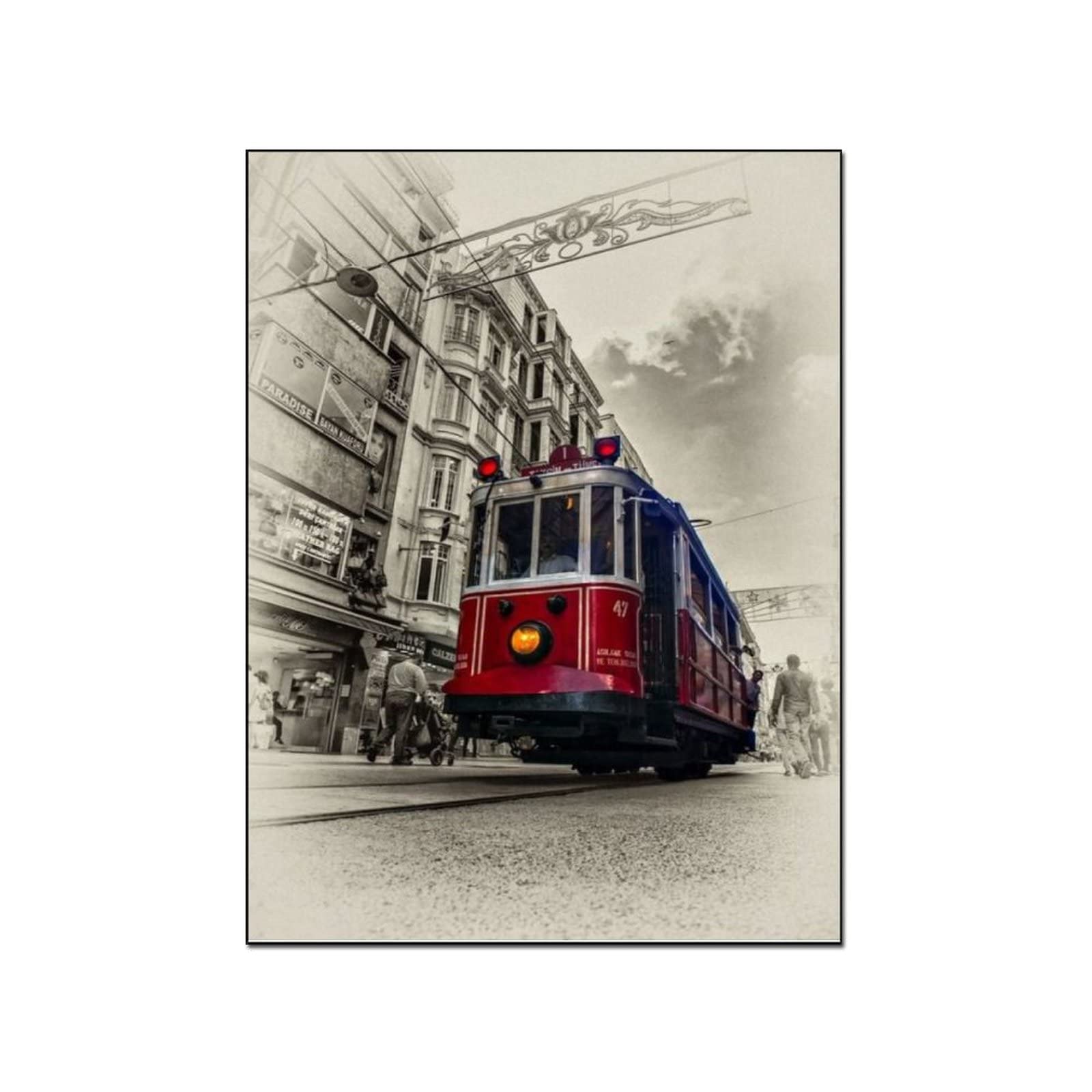San Francisco Cable Car Wall Art Painting - Vintage Canvas Poster for Living Room & Bedroom Decor - 24x32 Inch (60x80cm) Framed Wall Art - Perfect for Home, Office, or Gift Giving