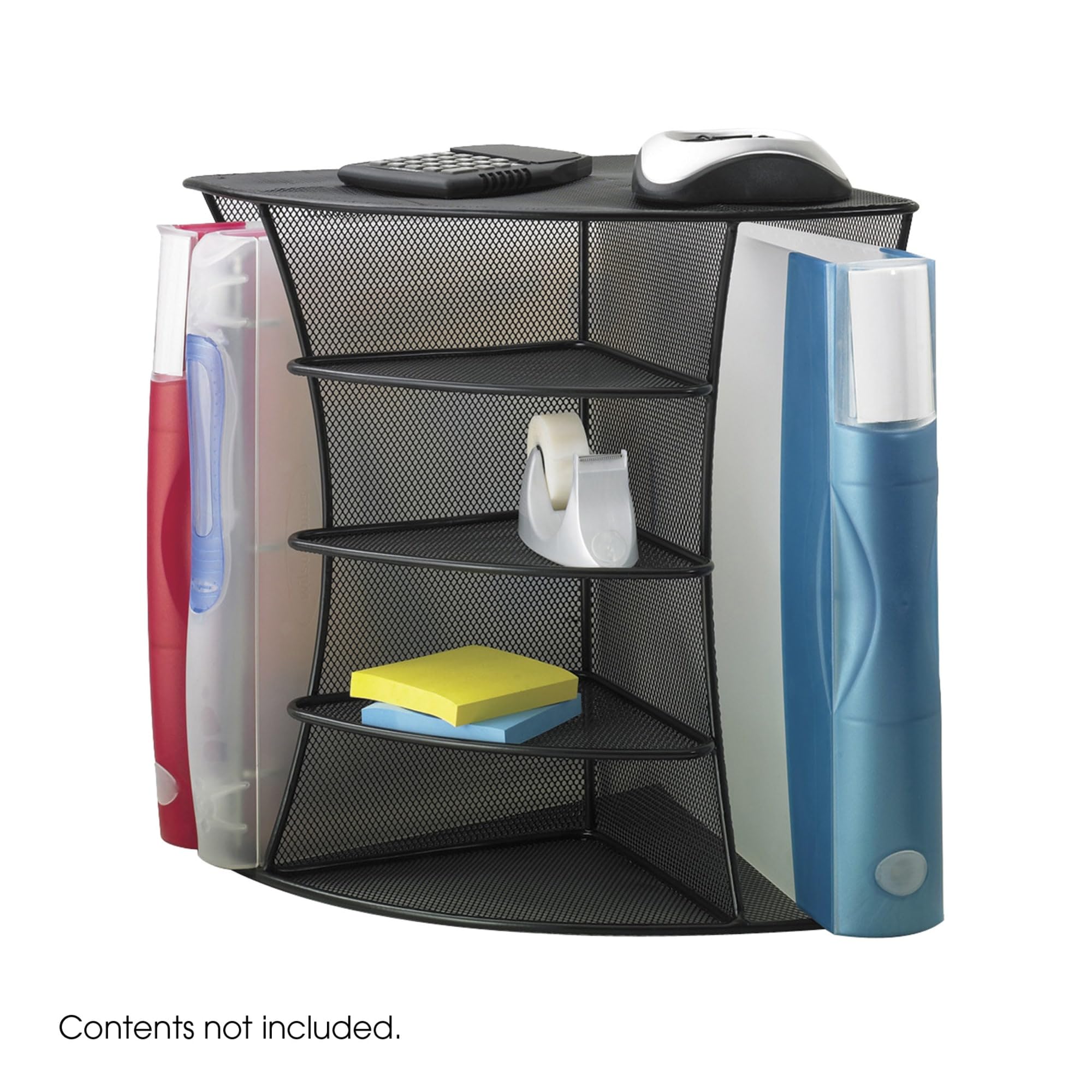 Safco 3261BL Onyx Mesh Corner Organizer - Heavy Duty Steel Mesh Desk & Office Storage Organizer, 13
