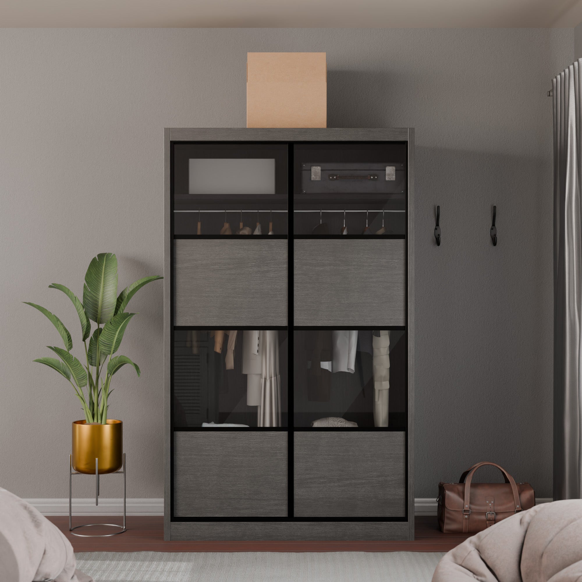 Josie Modular Wardrobe W06 - Customizable Closet Organizer with Adjustable Shelves & Hanging Rod for Bedroom, Closet, or Walk-In Wardrobe Organization