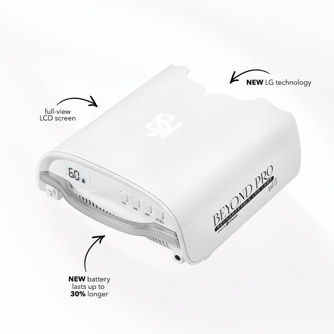 KIARA SKY Beyond Pro Rechargeable LED Nail Lamp for Gel Polish - Professional UV/LED Curing Light for Manicure & Pedicure at Home or Salon (White)
