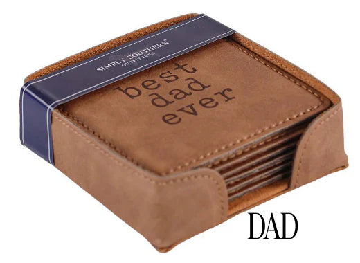 Simply Southern Genuine Leather Coasters Set of 4 - Premium Drink Coasters for Home, Office & Bar - Perfect for Coffee, Wine & Cocktail Glasses - Rustic Home Decor & Housewarming Gift