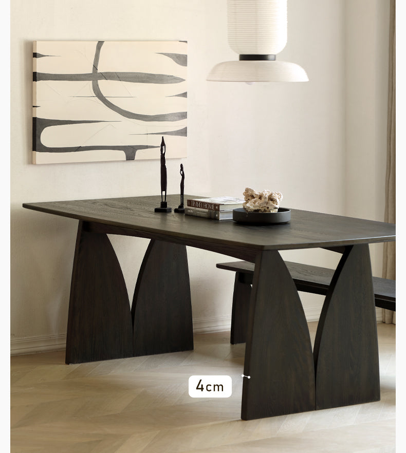 Handcrafted Oak Solid Wood Wabi Sabi Style Dining Table - Natural Wood Grain Texture - Modern Minimalist Furniture for Dining Room, Kitchen, or Open Concept Living Space