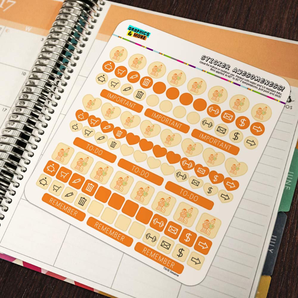 Sesame Street Bert and Ernie Vintage Sticker Set - Planner, Calendar, Scrapbooking & Crafting Supplies for DIY Projects, Journaling & Memory Keeping