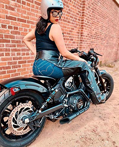 Vintage Leather Cowboy Chaps - Adjustable Motorcycle Pants for Men & Women - Riding Protection - Black