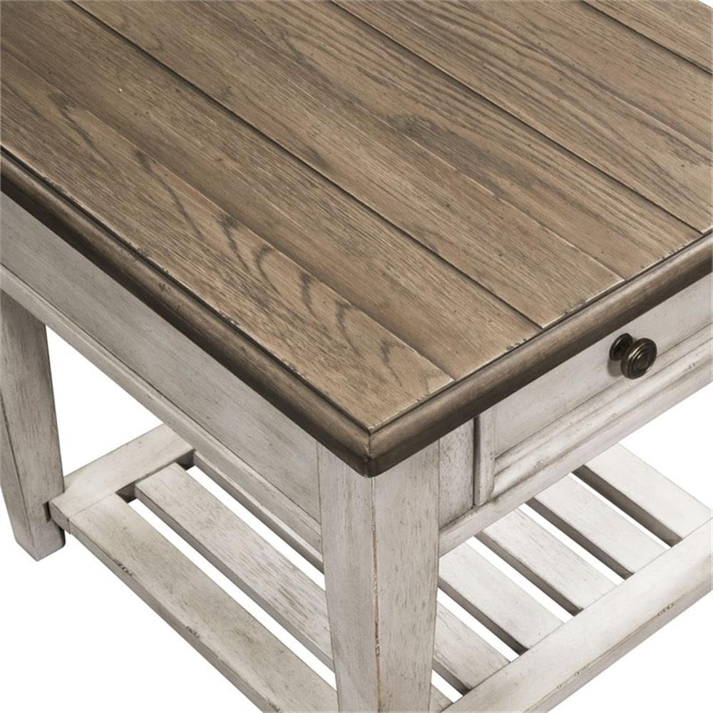 Liberty Furniture Industries Heartland Drawer End Table - Antique White Nightstand for Bedroom, Living Room & Office | Side Table with Storage