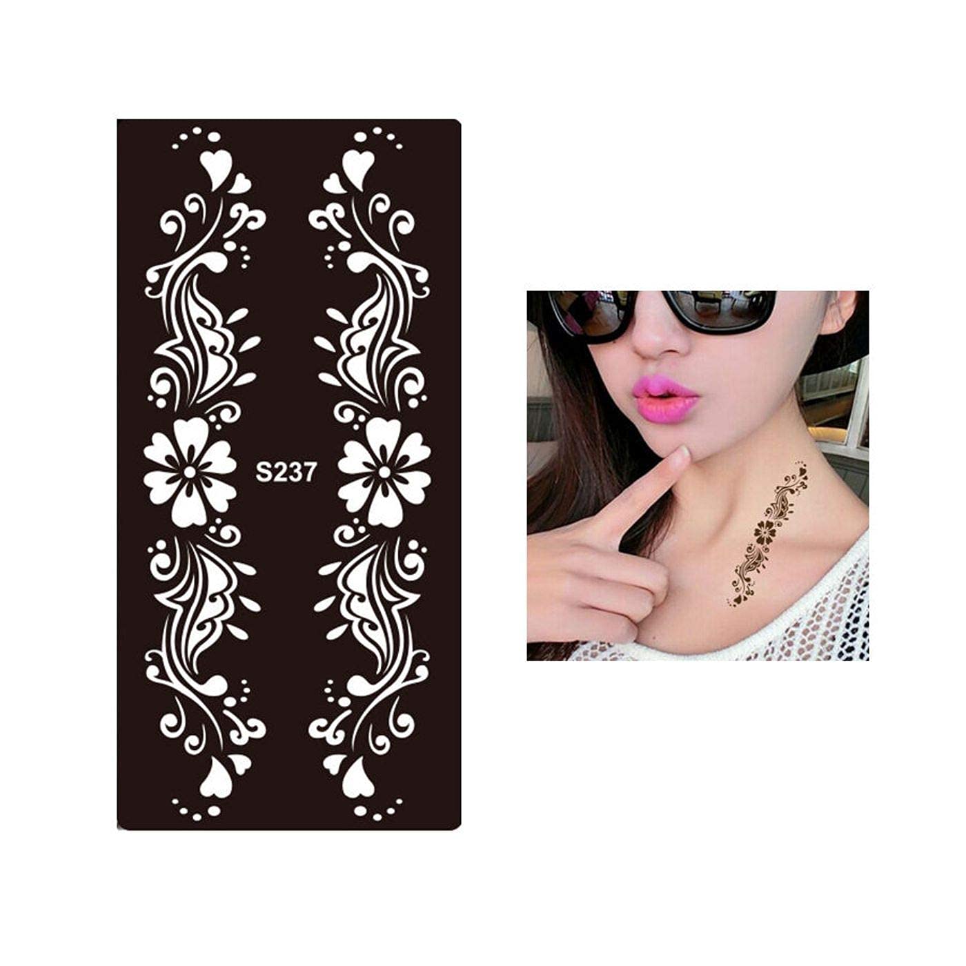 Premium Henna Tattoo Stencil Kit for Hands, Body, Fingers & Face | Temporary Mehndi Art Designs for Women, Girls & Kids | Perfect for Parties, Weddings & Festivals (Design NIV-182)