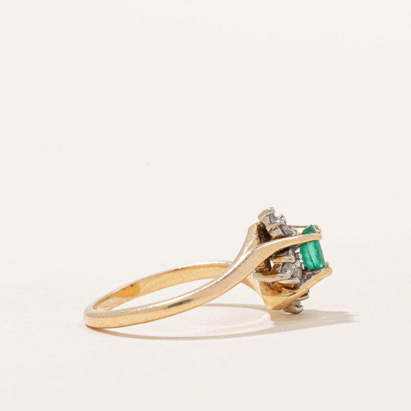 Emerald and Diamond Ring 0.40ct 0.10ctw Size 4.5 - Elegant Green Gemstone Engagement Ring for Women, Perfect for Weddings, Anniversaries and Special Occasions