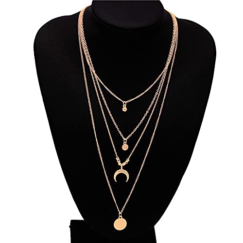 Stylish Moon Pendant Layered Necklace for Women - Boho Gold Chain Jewelry, One Size | Perfect for Casual Outfits, Date Nights & Festival Fashion