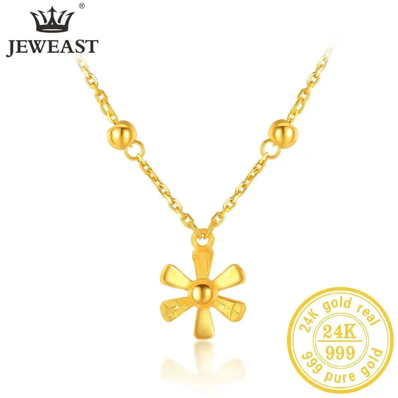 24K Pure Gold Necklace Real AU 999 Solid Gold Chain - Trendy Classic Jewelry for Women, Elegant Party & Wedding Gift - Hot Sell 2023