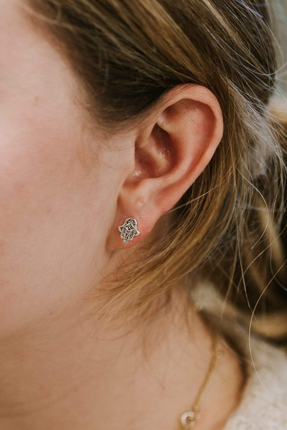 Hamsa Stud Earrings for Women - Gold Plated Evil Eye Protection Jewelry - Perfect for Everyday Wear, Gifts & Spiritual Healing