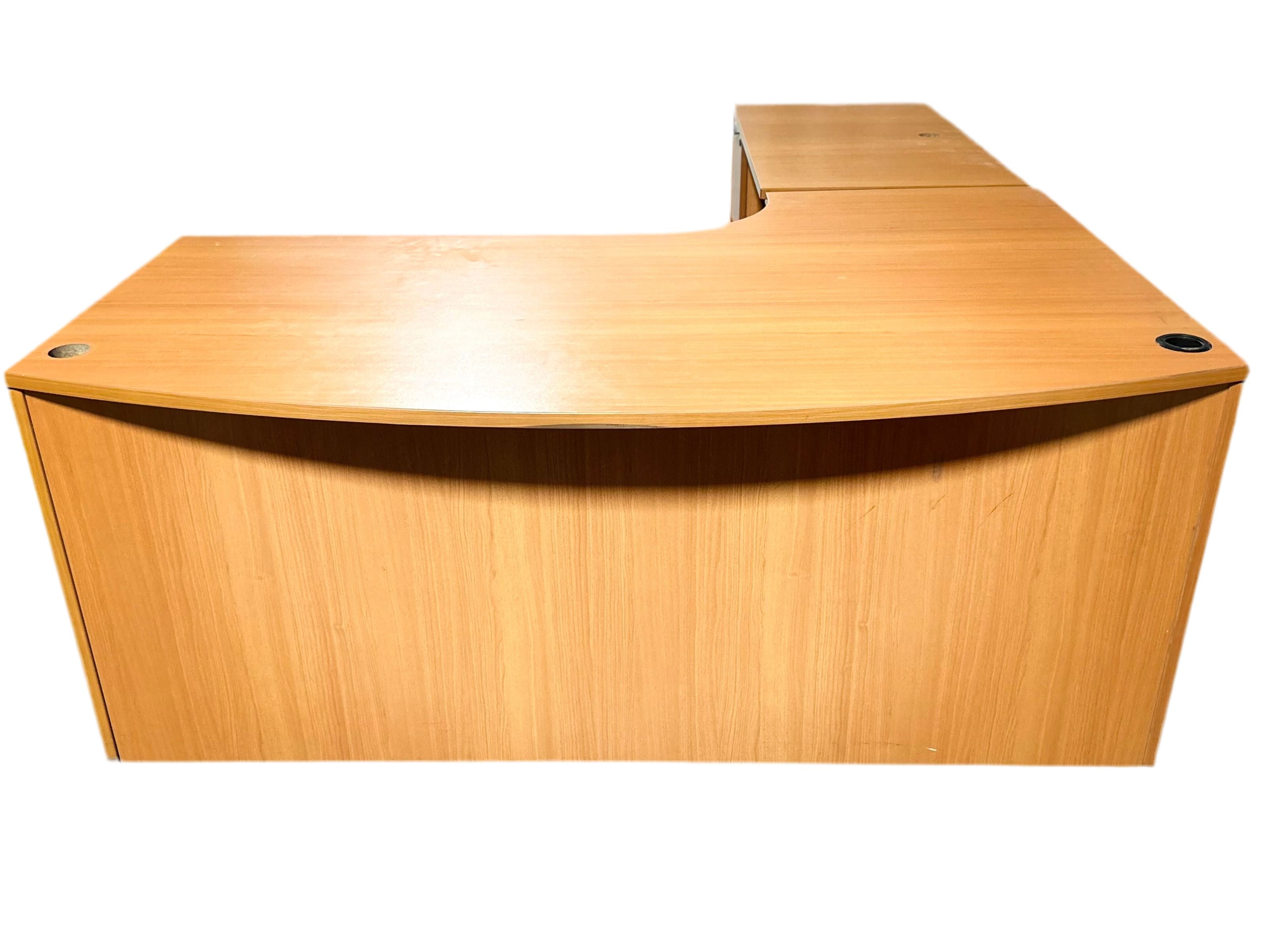 Vintage Bow Front Desk - Antique Wooden Writing Desk with Curved Front for Home Office, Study & Library | Classic Style Furniture for Small Spaces & Apartments