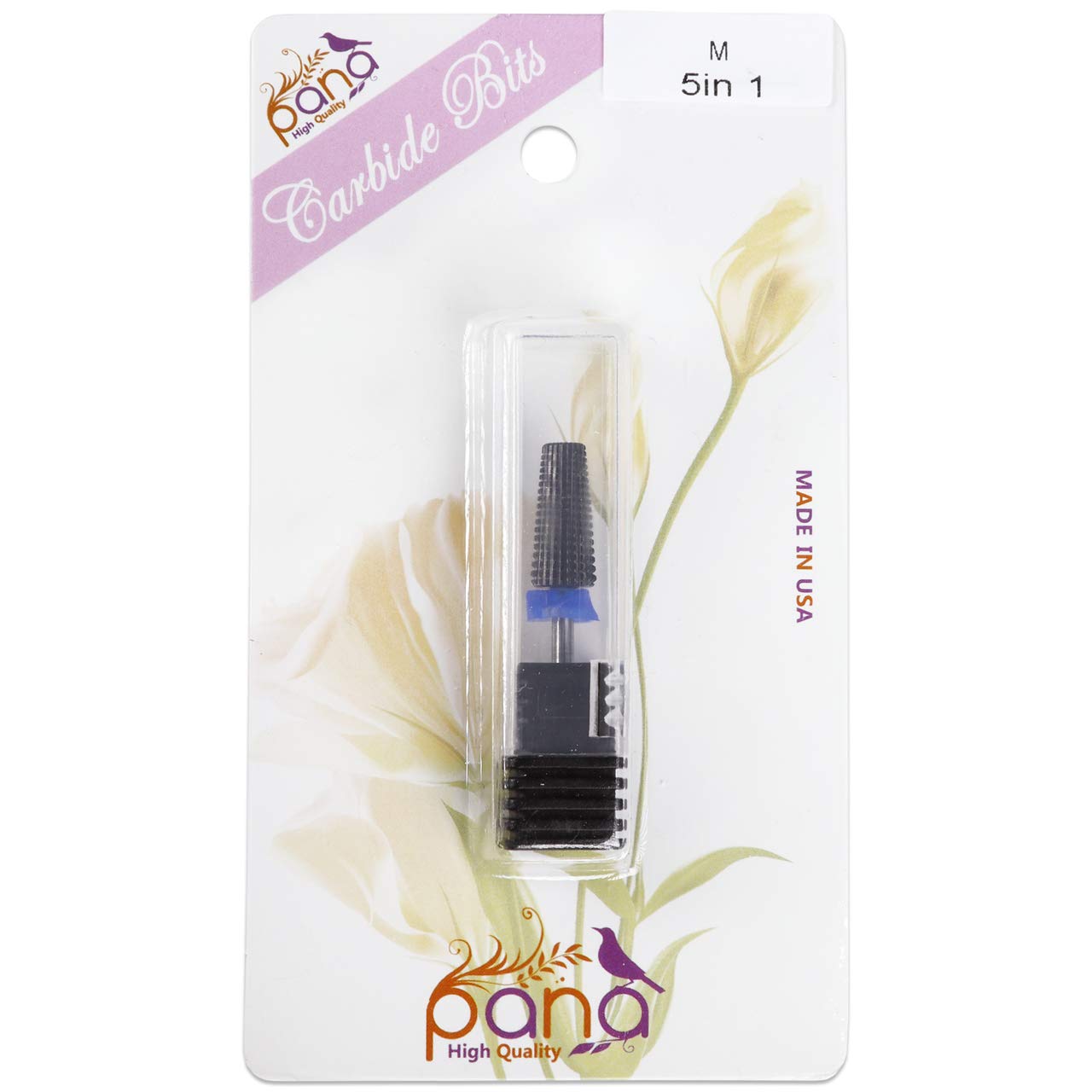 PANA Nail Carbide 5-in-1 Drill Bit Set - Dual Rotation for Left & Right Hand Users - Fast Acrylic & Hard Gel Removal - 3/32