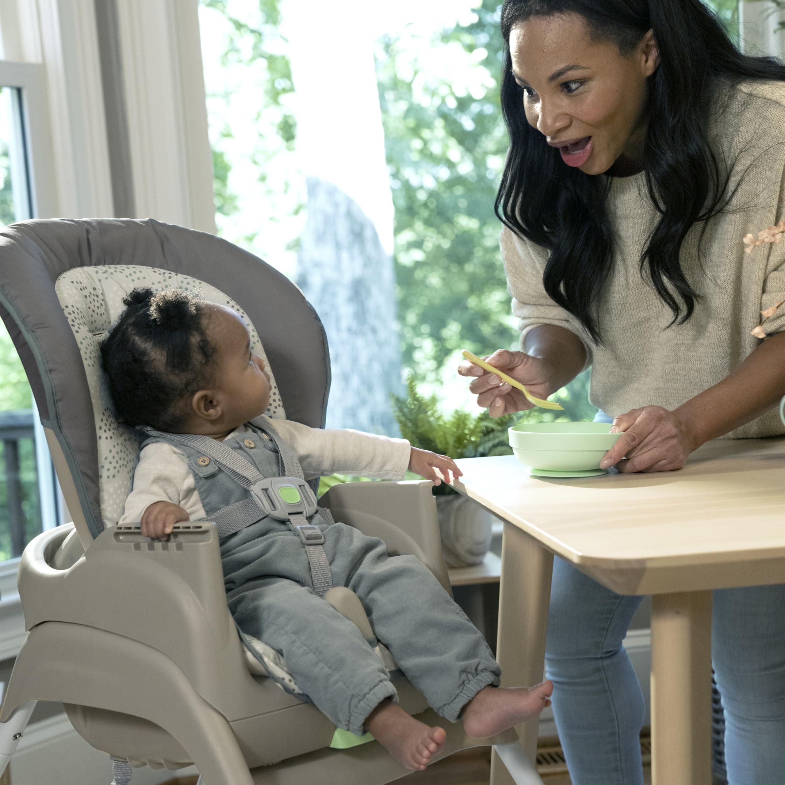 Ingenuity 6-in-1 Convertible High Chair for Babies & Toddlers (0-5 Years) - 6 Adjustable Modes, 2 Dishwasher-Safe Trays, Astro Design (Model 13108) - Perfect for Feeding, Learning & Playtime at Home or Daycare