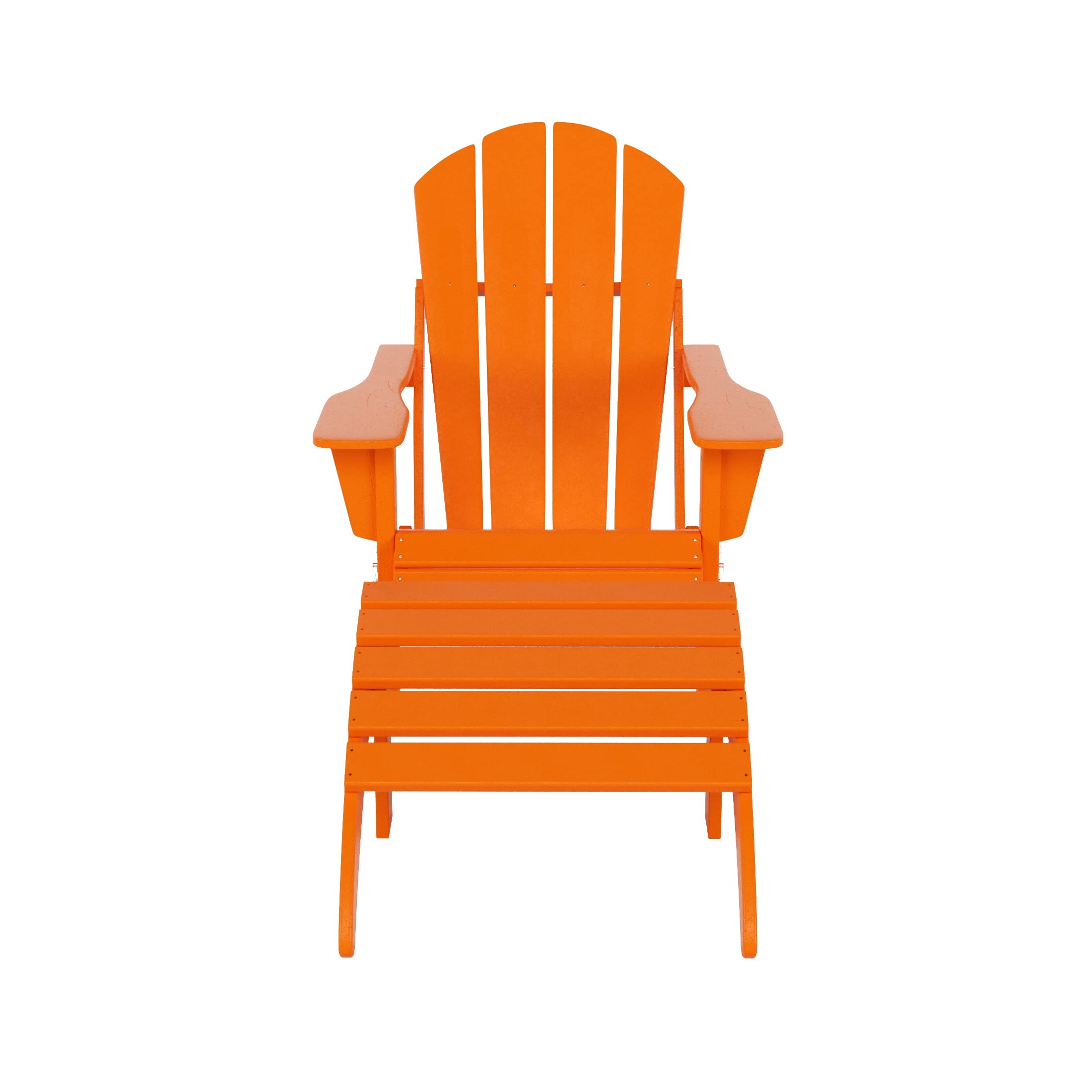 WestinTrends Malibu 2-Piece Outdoor Lounge Chair Set with Ottoman - All-Weather Poly Lumber Adirondack Chairs for Patio, Poolside, Garden, Backyard & Beach - Foldable Orange Outdoor Furniture for Relaxation