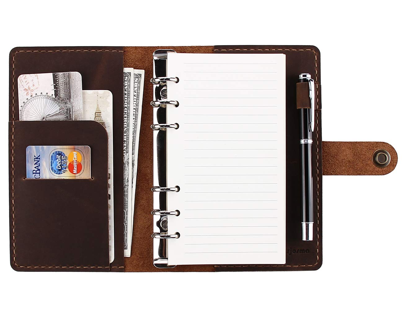 Handmade Genuine Leather Refillable Journal Notebook - A6 Size 6-Ring Binder Diary with Spiral Design, Brown Traveler Notebook for Writing & Sketching | Perfect Gift for Writers, Artists & Travel Enthusiasts