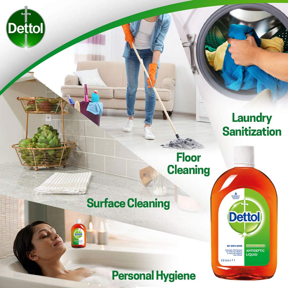 Dettol Antiseptic Liquid 1000ml - First Aid, Surface Disinfection & Personal Hygiene | Antibacterial Body Wash 250ml for Men & Women | Soap-Free Shower Gel with 12h Odor Protection | Ideal for Home, Gym & Travel Hygiene