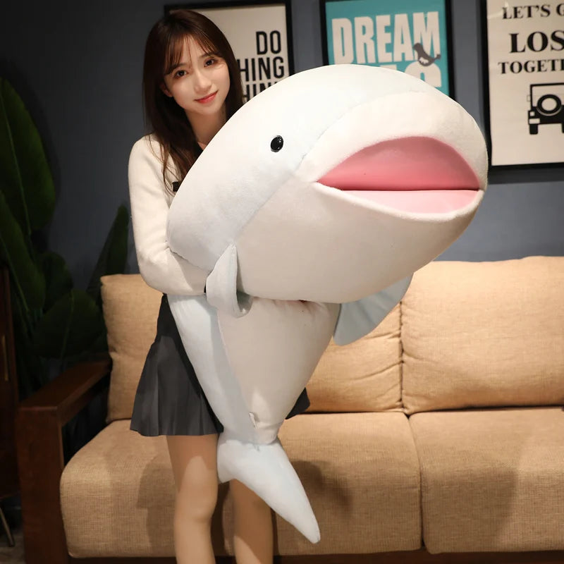 55/70/120cm Giant Whale Plush Toy - Soft Stuffed Animal Shark Pillow for Kids & Children | Cute Sleeping Cushion, Nursery Decor, Birthday Gift, Cuddle Companion for Bedtime & Playtime
