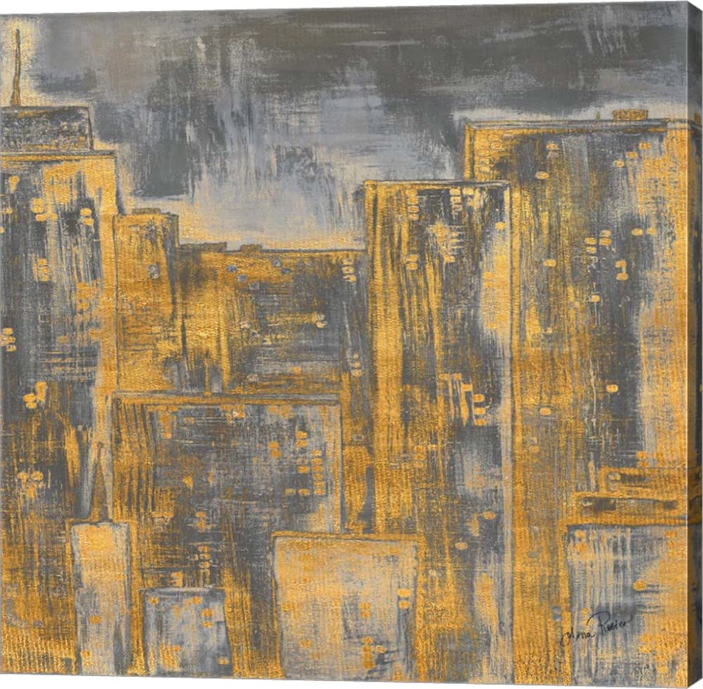 Gina Ritter Gold City Eclipse Square II Canvas Art - 12x12 Inches Gallery Wrap Wall Decor for Living Room, Bedroom & Office