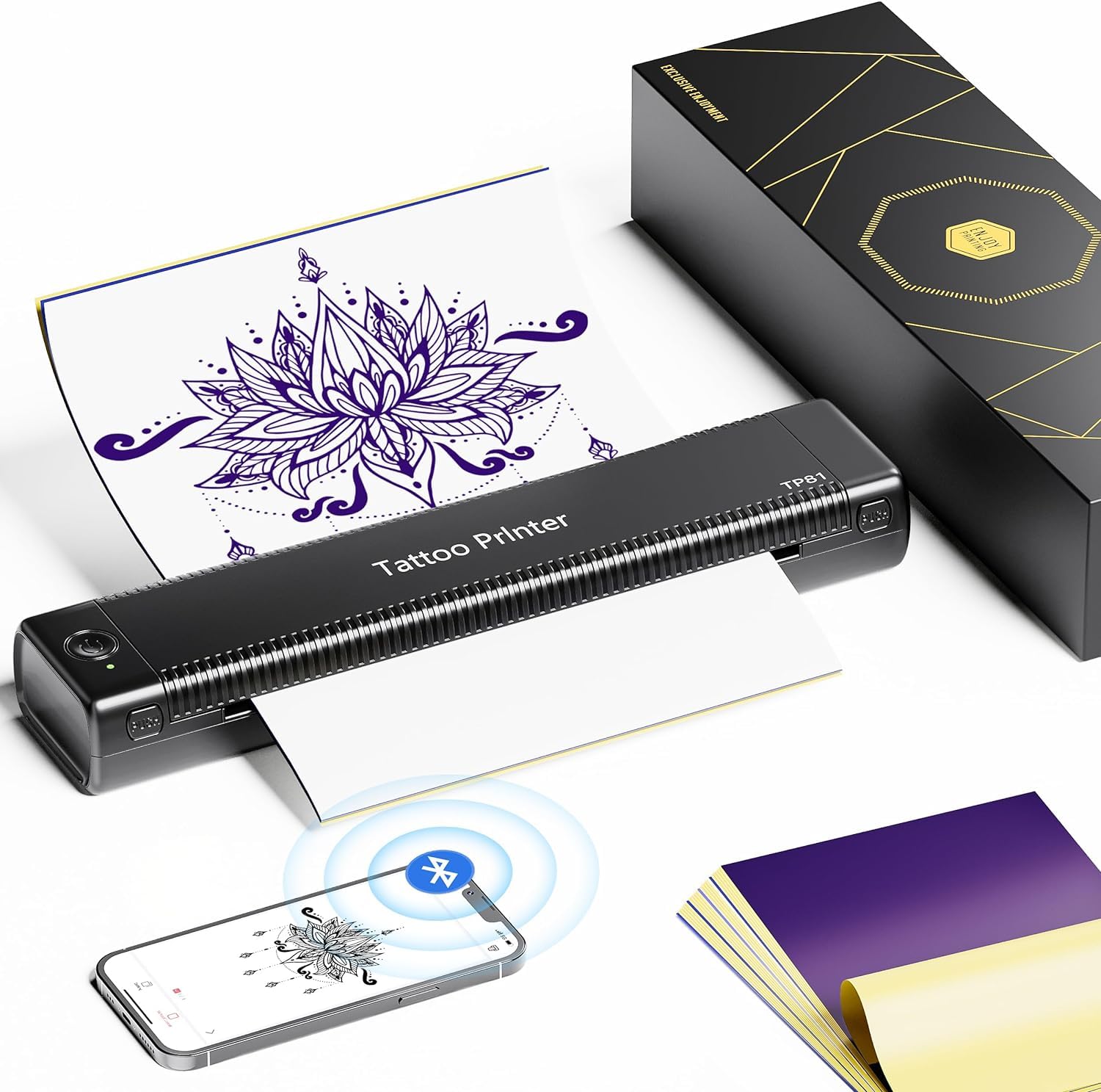 Itari TP81 Bluetooth Tattoo Stencil Printer - 2025 Professional Thermal Tattoo Machine Kit with 10 Transfer Papers | Portable Tattoo Supplies for Artists | Perfect for Studio & Home Tattoo Design Work