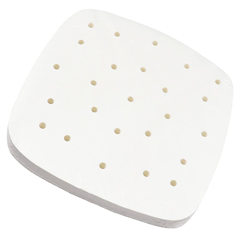 DOITOOL 400pcs Square Perforated Air Fryer Parchment Paper Liners - Nonstick Bamboo Steamer Liner for Air Fryers, Steaming Baskets, Oven Baking & Cooking (18cm) - Perfect for Healthy Meal Prep, Reheating & Crispy Snacks