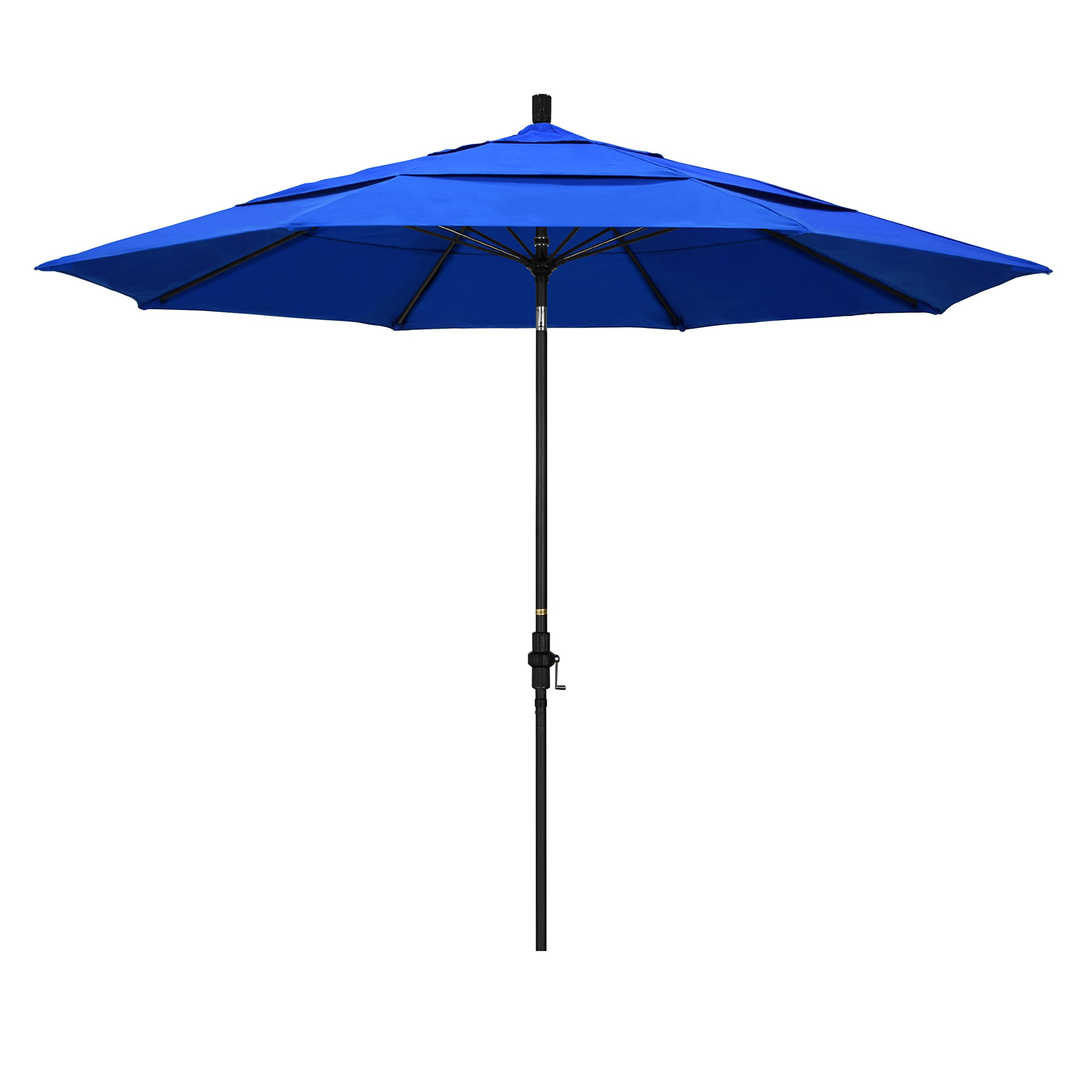 11' Round California Patio Umbrella with Crank Lift & Tilt - Aluminum Pole & Fiberglass Ribs - Sunbrella Pacific Blue Fabric - Perfect for Poolside, Backyard, and Outdoor Dining Areas