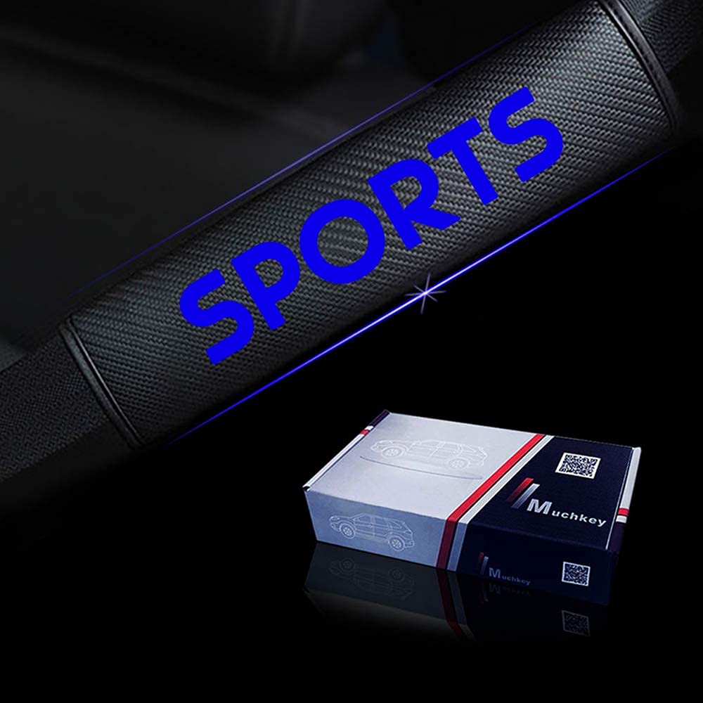 Maidao 2X Car Seat Belt Pads - Comfortable Seatbelt Protector for 2016 Seat Ibiza Cupra 8TSI | Shoulder Strap Covers with Sporty Pattern in Blue | Perfect for Long Drives & Road Trips