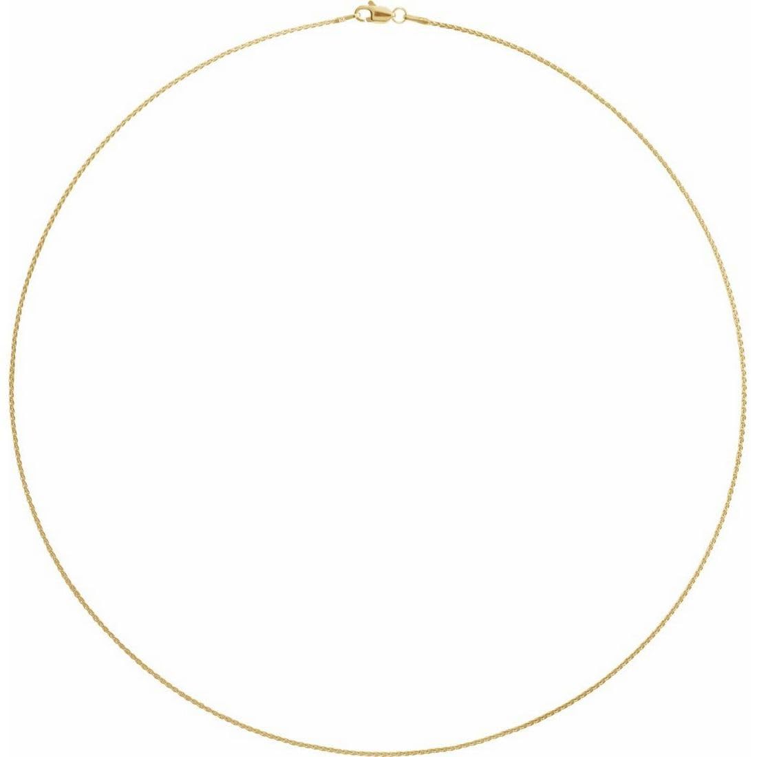 14K Yellow Gold 1mm Wheat Chain Necklace with Lobster Clasp - Dainty Unisex Jewelry for Everyday Wear, Gifts & Layering