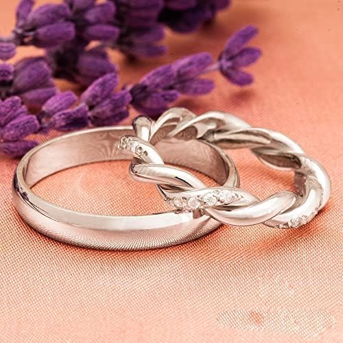 Twisted Rope Wedding Ring Sets - 925 Sterling Silver Matching Couple Bands for Him & Her - Personalized Wide Silver Wedding Rings - Perfect for Anniversaries, Engagements, and Romantic Gifts