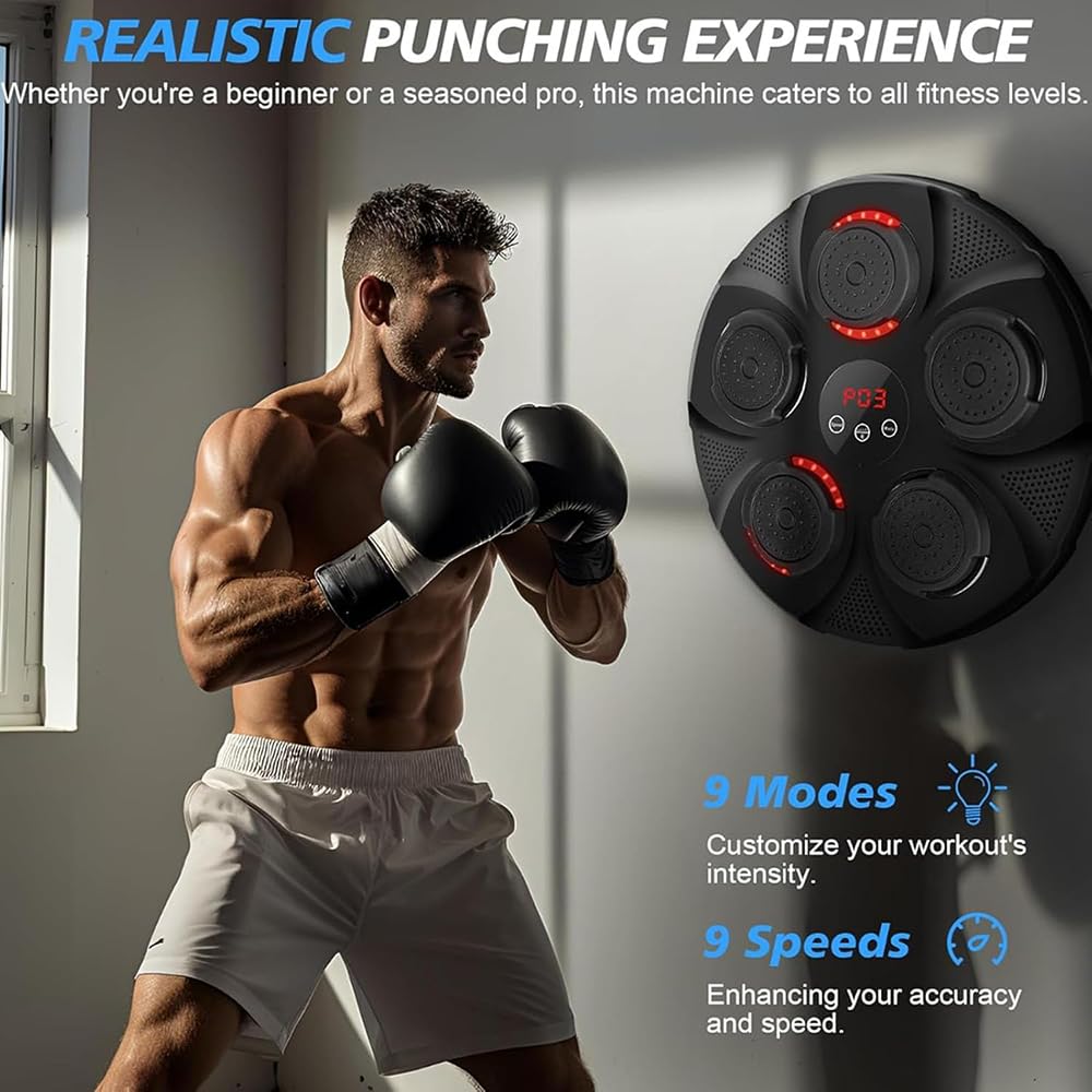 Bluetooth Smart Boxing Board - Electronic Punching Game Equipment with Gloves, USB Boxing Training Machine for Adults & Teens | Wall Mounted Music Boxing for Home & Gym Workouts | Perfect for Fitness Training, Stress Relief & Interactive Entertainment