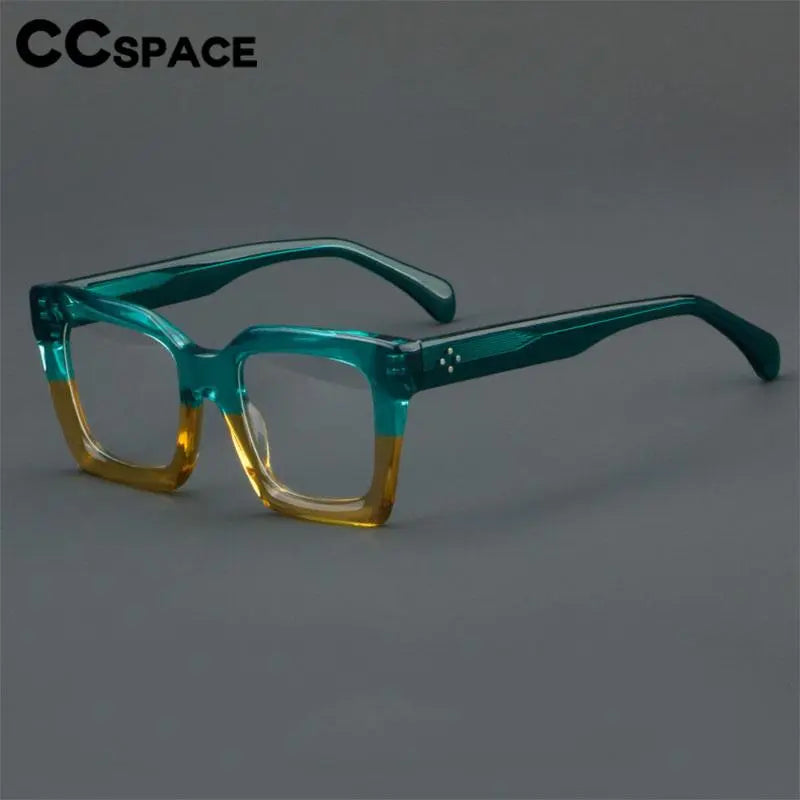 CCspace Unisex Full Rim Large Square Acetate Eyeglasses 56909 - Trendy Oversized Square Frames for Men & Women - Perfect for Reading, Fashion, and Daily Wear
