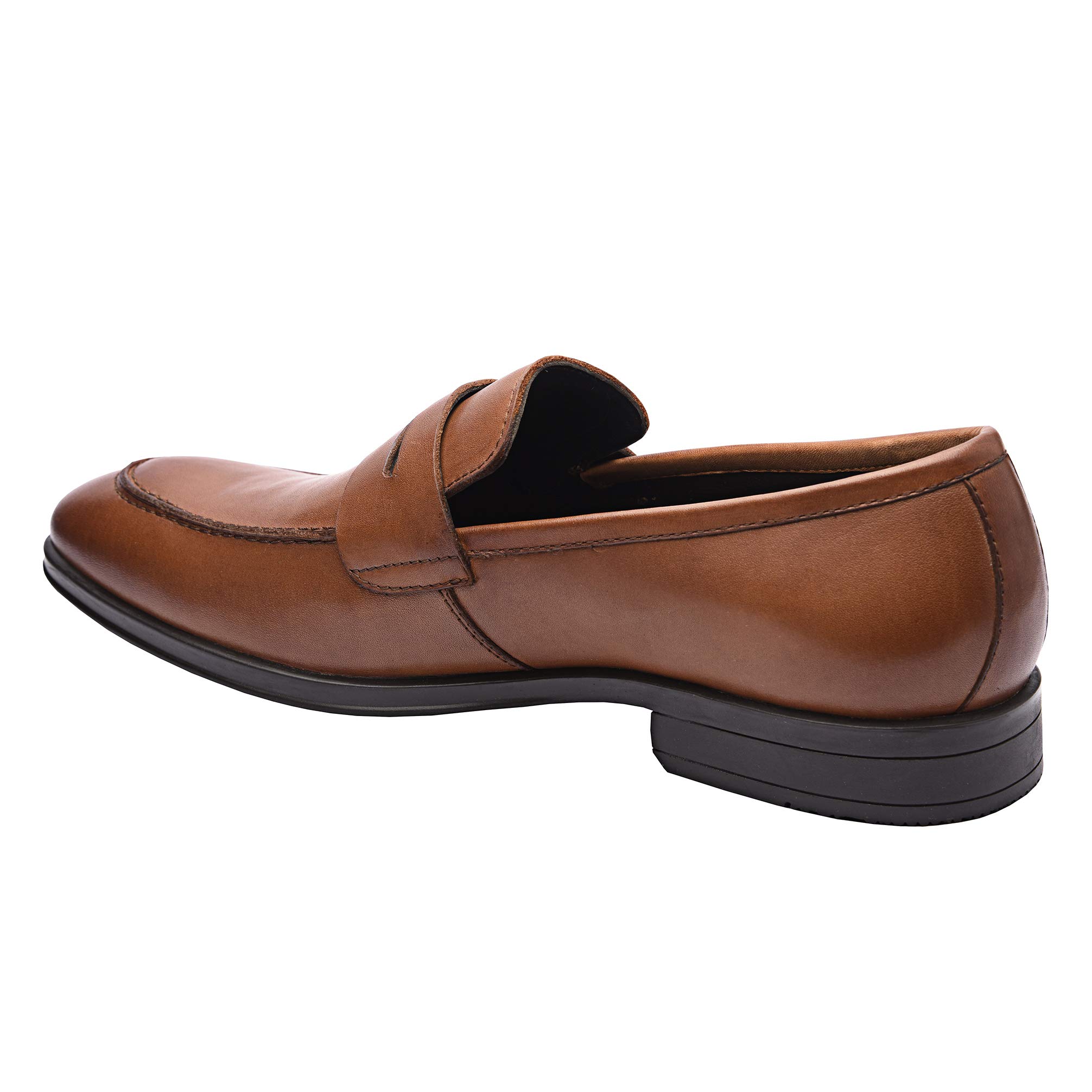 Samuel Genuine Leather Penny Loafers for Men - Handcrafted Classic Slip-On Dress Shoes with Arch Support & Rubber Sole | Comfortable Low Heel Loafers for Spring | Perfect for Business Casual, Office Wear & Formal Occasions