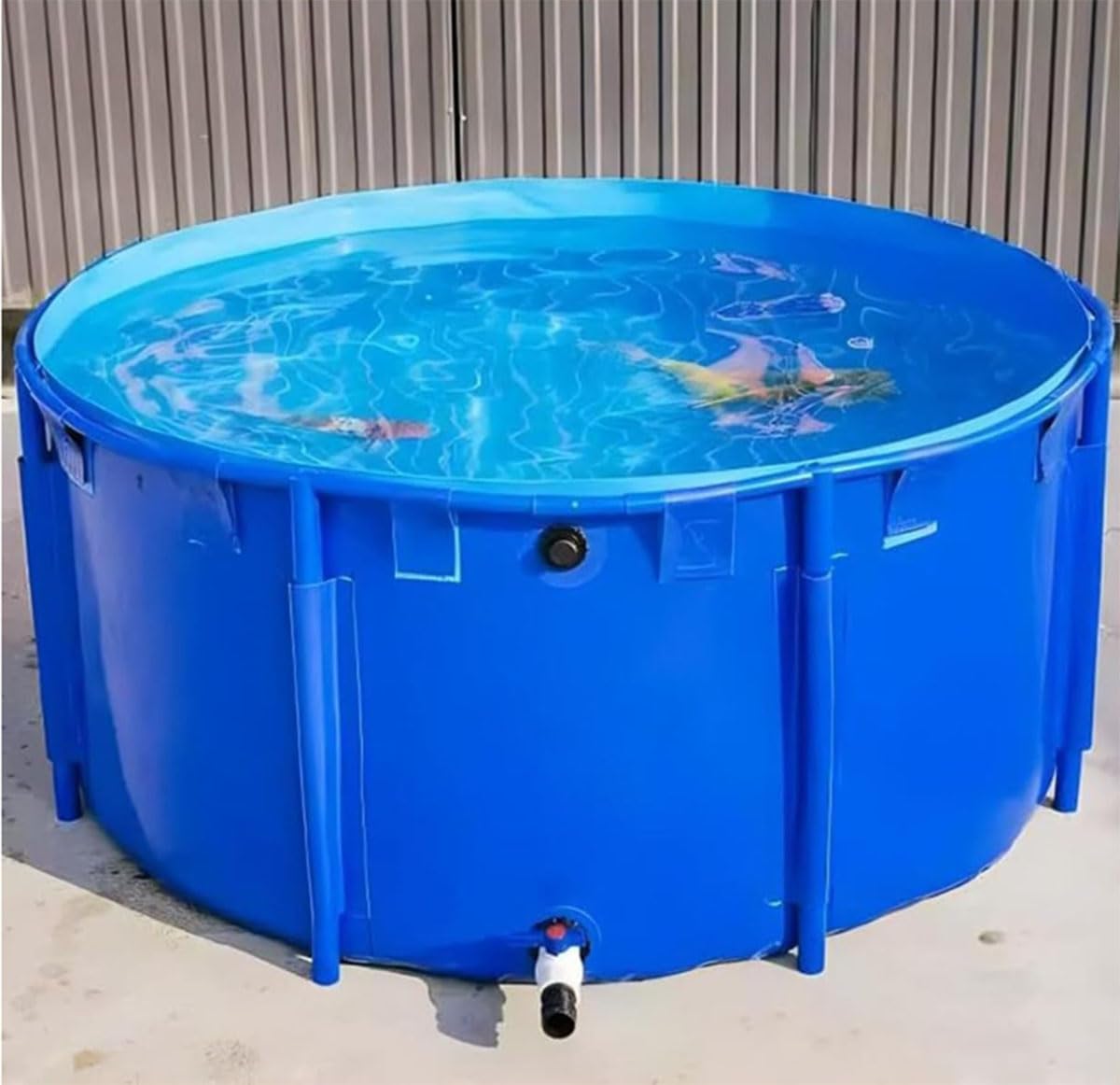 Blue PVC Above Ground Fish Pond Pool - 1.5x0.8m (356 Gallon) with Reinforced Frame & Thickened Canvas for Aquatic Breeding, Water Storage & Irrigation | Perfect for Backyard Koi Ponds, Garden Water Features & Small Farm Irrigation Systems