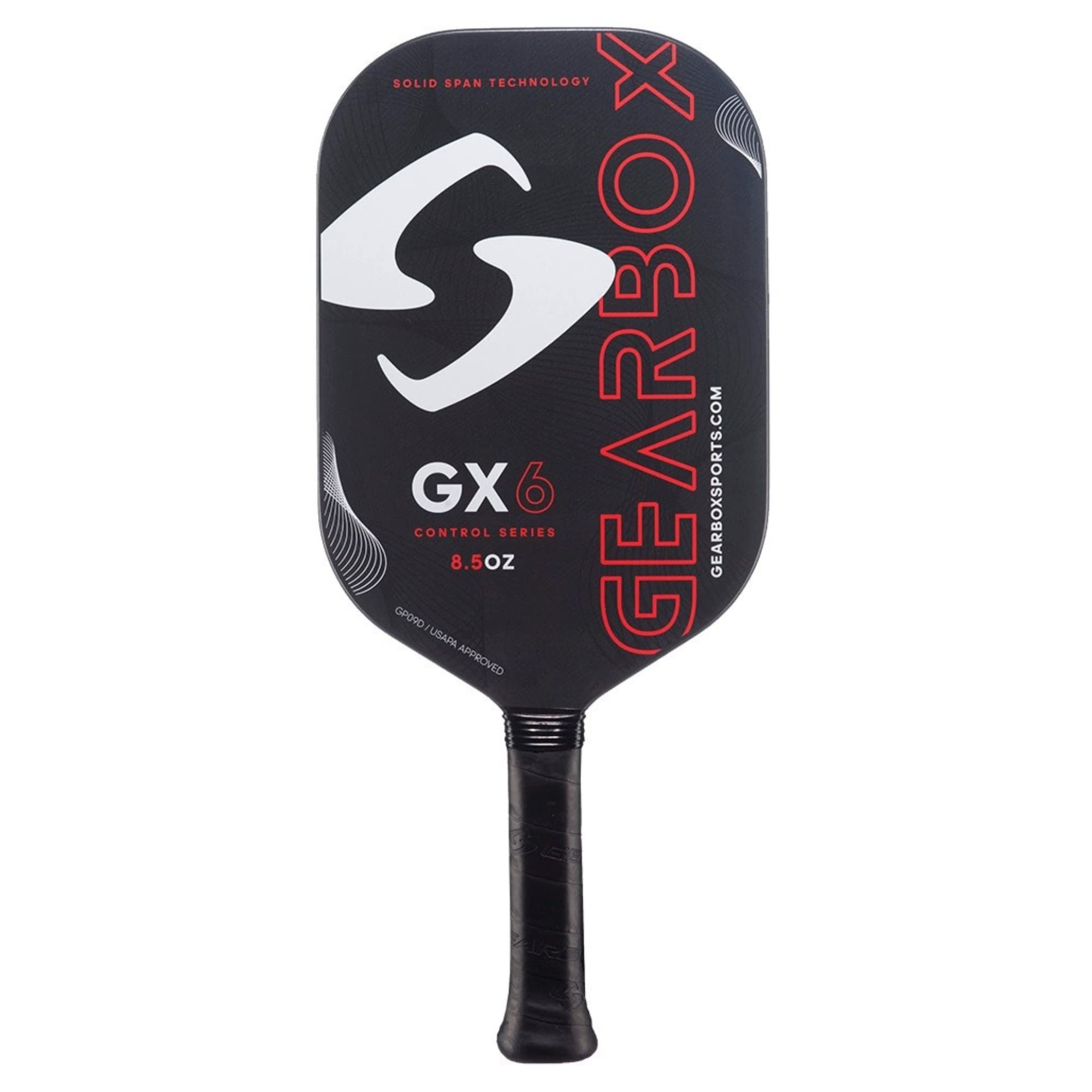 Gearbox GX6 Control 8.5oz Carbon Fiber Pickleball Paddle (3-5/8in Grip) - Red | Pro-Level Performance for Competitive Play & Tournament Use