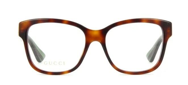 Gucci GG 0038ON 002 Havana Green/Red Soft Square Women Eyeglasses
