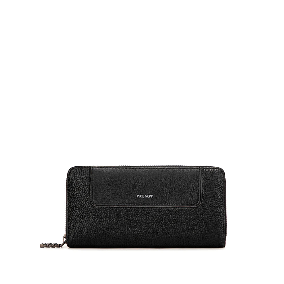 Black Pebbled Mae Zip Wallet - Slim RFID Blocking Leather Wallet for Men & Women - Perfect for Travel, Business & Everyday Use