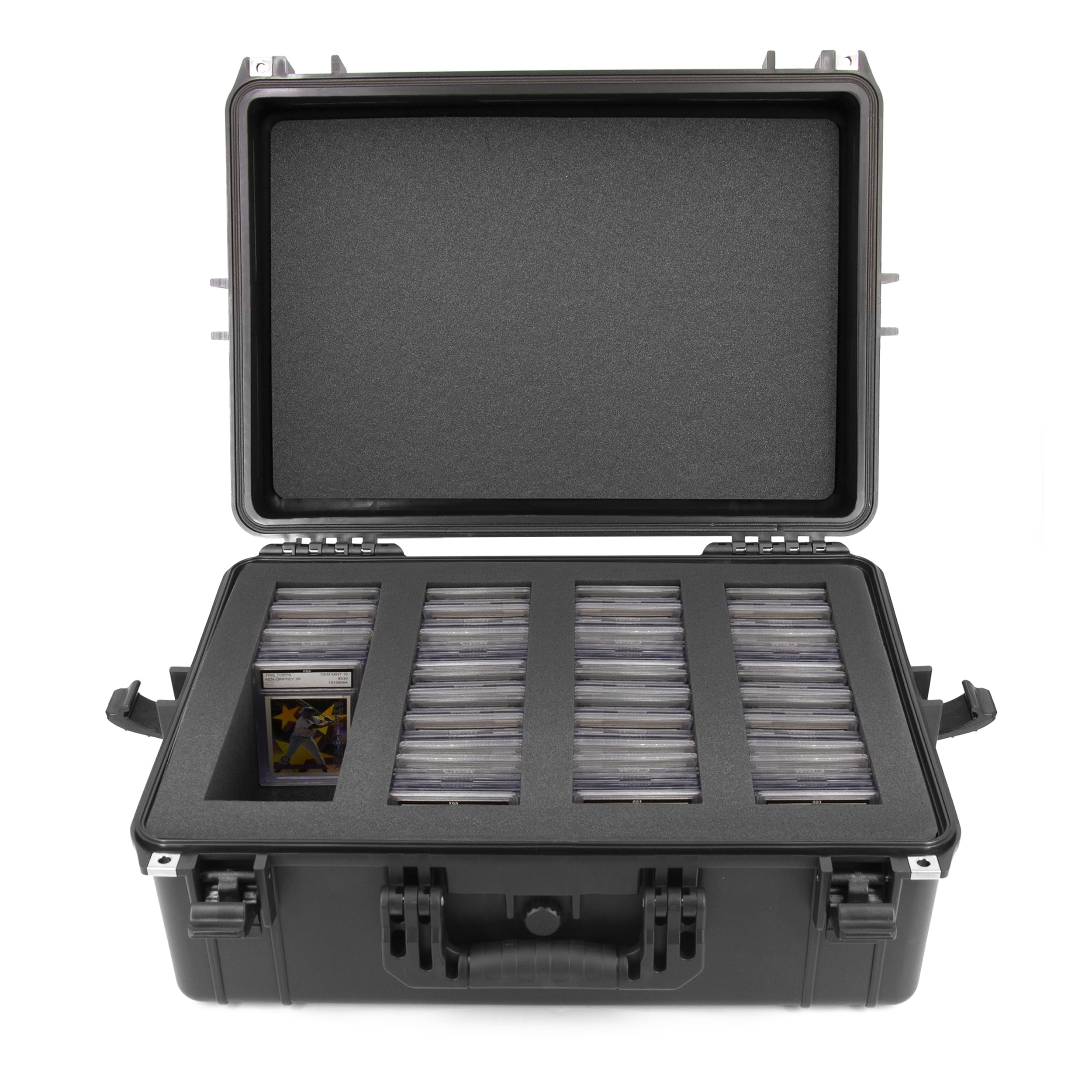 CASEMATIX XL Graded Card Storage Box - Holds 160+ BGS PSA Graded Cards, Waterproof Sports Card Display Case with Custom Foam Dividers - Perfect for Collectors, Trading & Card Show Protection