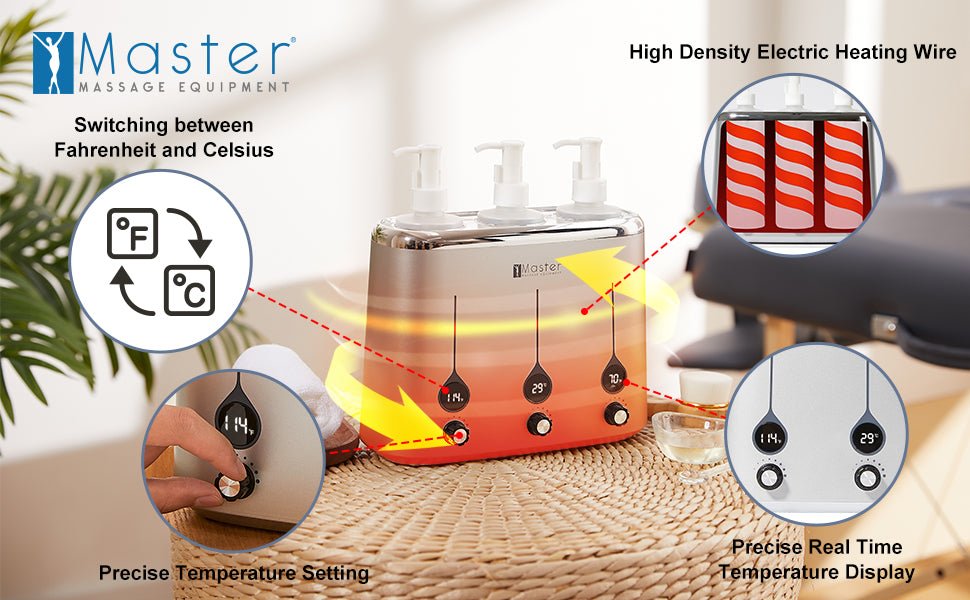 Professional 3-Bottle Heated Massage Oil Warmer & Lotion Dispenser - Fast Warming Body Cream Heater for Spa, Massage Therapy & Home Use - Perfect for Relaxation & Skin Care
