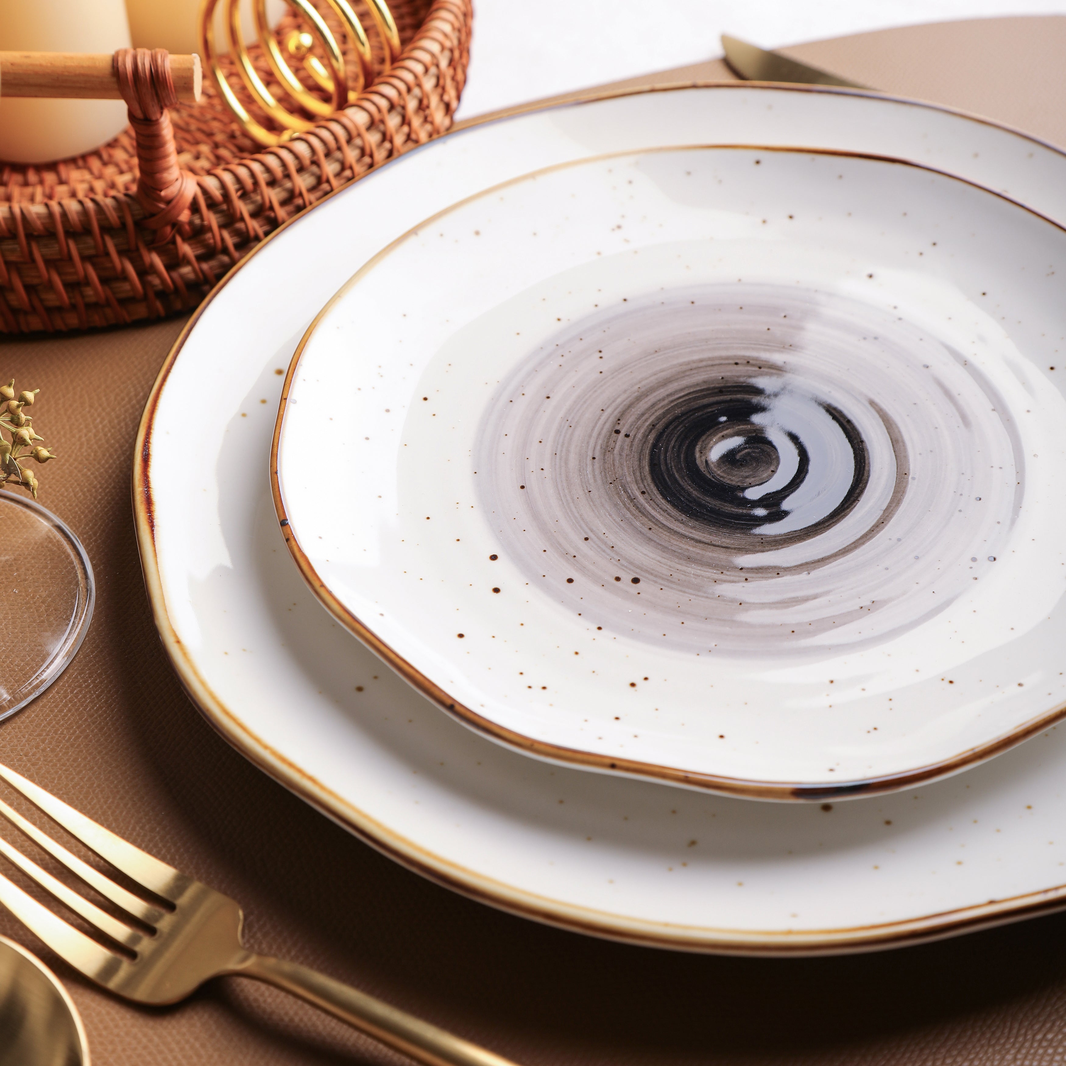 Premium Luma Porcelain Dinnerware Set - Elegant Black 16-Piece Dinnerware for Formal Dining, Holiday Entertaining & Everyday Use