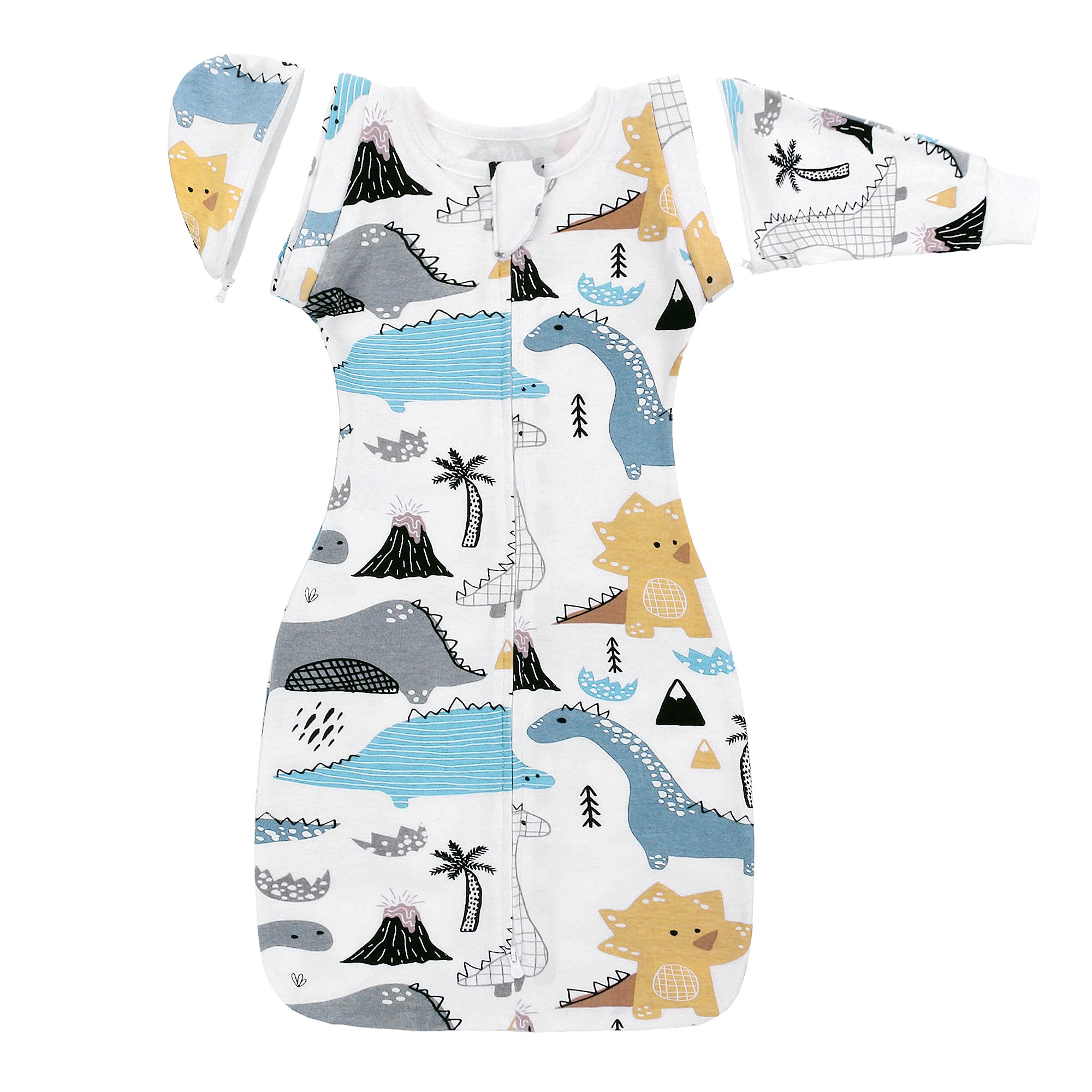 Baby Transition Swaddle Sack with Removable Long Sleeves - 100% Cotton Sleep Sack for Newborns (16.5-21 lbs) - Arms Up or Sleeveless Design for Comfortable Sleep - Perfect for Swaddling, Napping & Nighttime Use - Blue