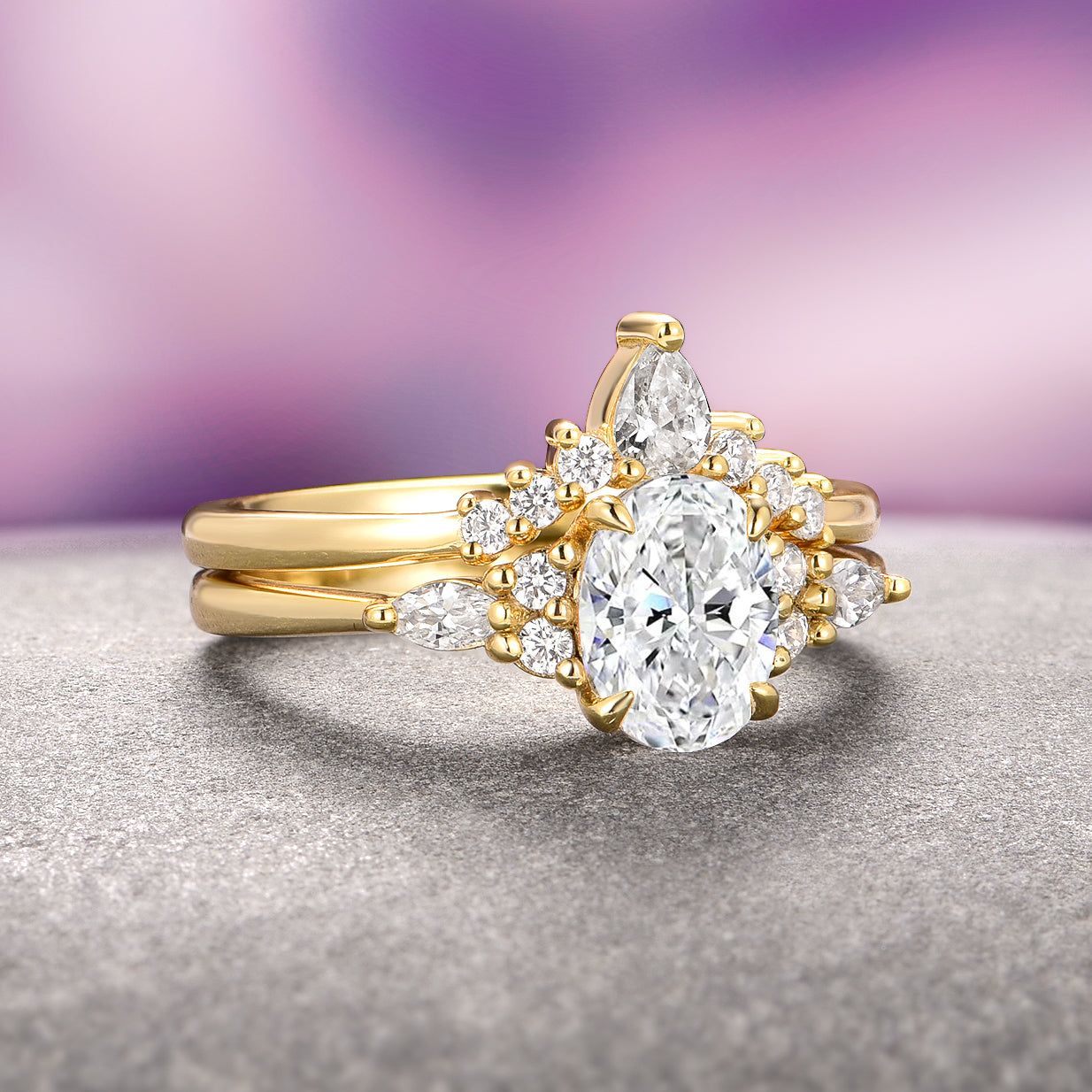 Estée Moissanite Engagement Ring 14K Solid Yellow Gold - Elegant Wedding Band for Women, Durable & Hypoallergenic Jewelry for Proposals & Anniversaries