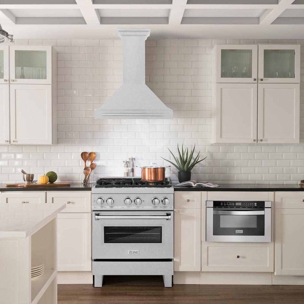 ZLINE 30 Inch Convertible Wall Mount Range Hood - Stainless Steel with Satin Finish & Ergonomic Handle (KB4SNX 30) | Powerful Kitchen Ventilation for Gas Stoves & Cooking Areas