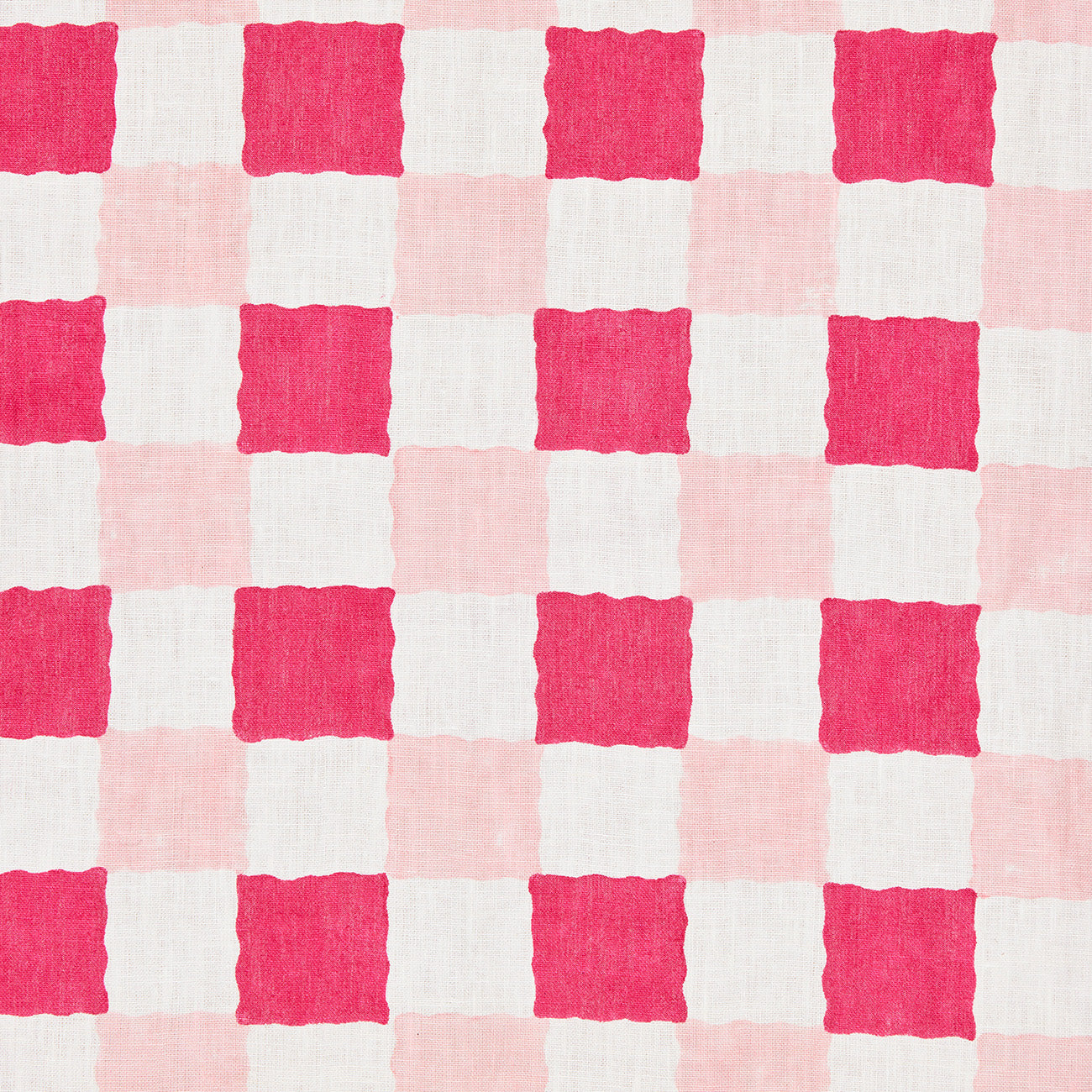 Checkered Block Printed Linen Fabric - Pink Sample for DIY Crafts, Home Decor & Fashion Accessories