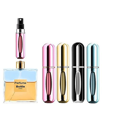 Elvana 5ml Portable Mini Refillable Perfume Atomizer - Travel Size Perfume Spray Bottle for Women & Men - Leak Proof Fragrance Pump Case for Gym, Office, Travel & On The Go (Pack of 2)