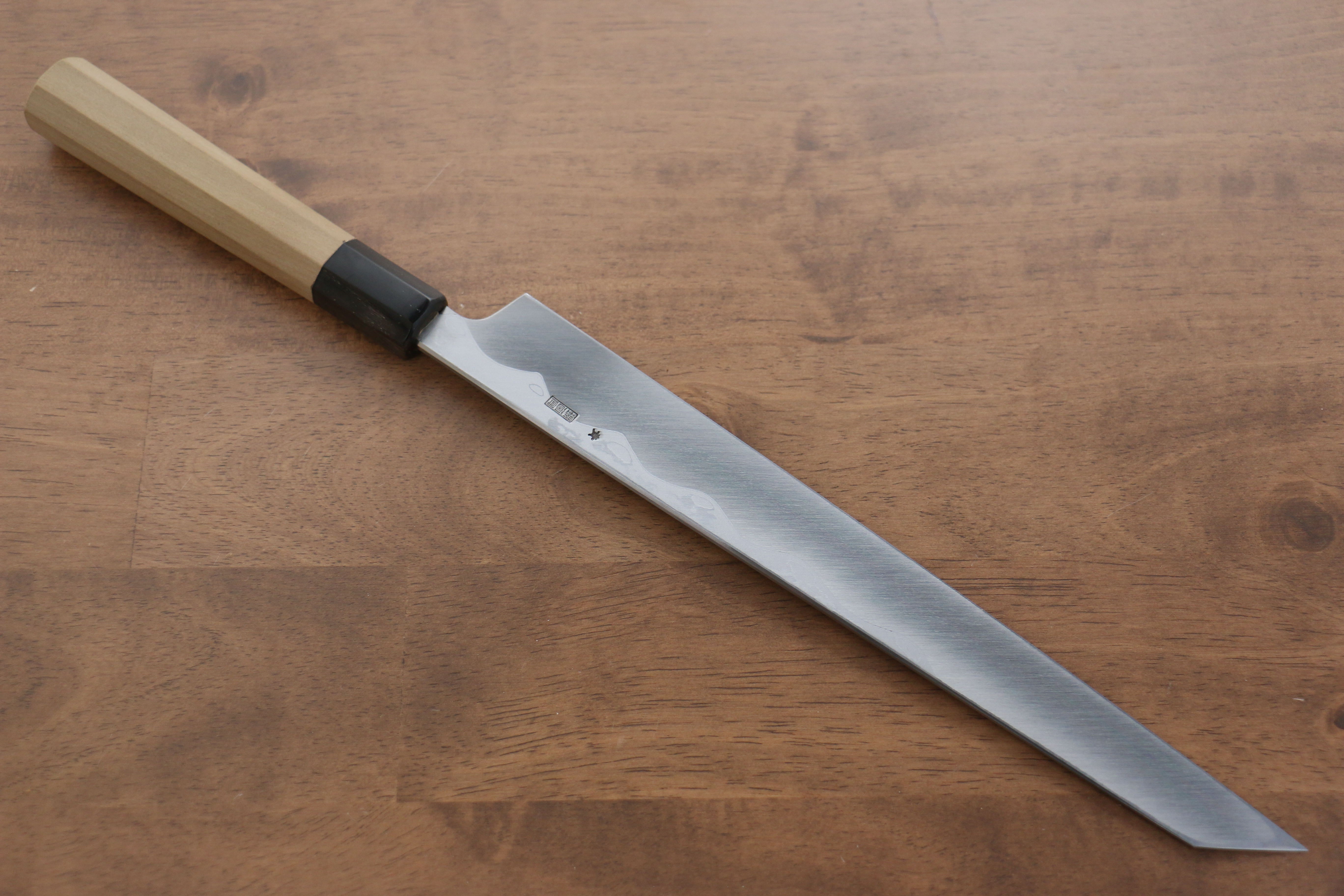 Premium Kikuzuki Blue Steel No.1 Damascus Kiritsuke Yanagiba Knife 270mm - Magnolia Wood Handle - Japanese Sushi & Sashimi Chef Knife for Professional Kitchen & Home Cooking