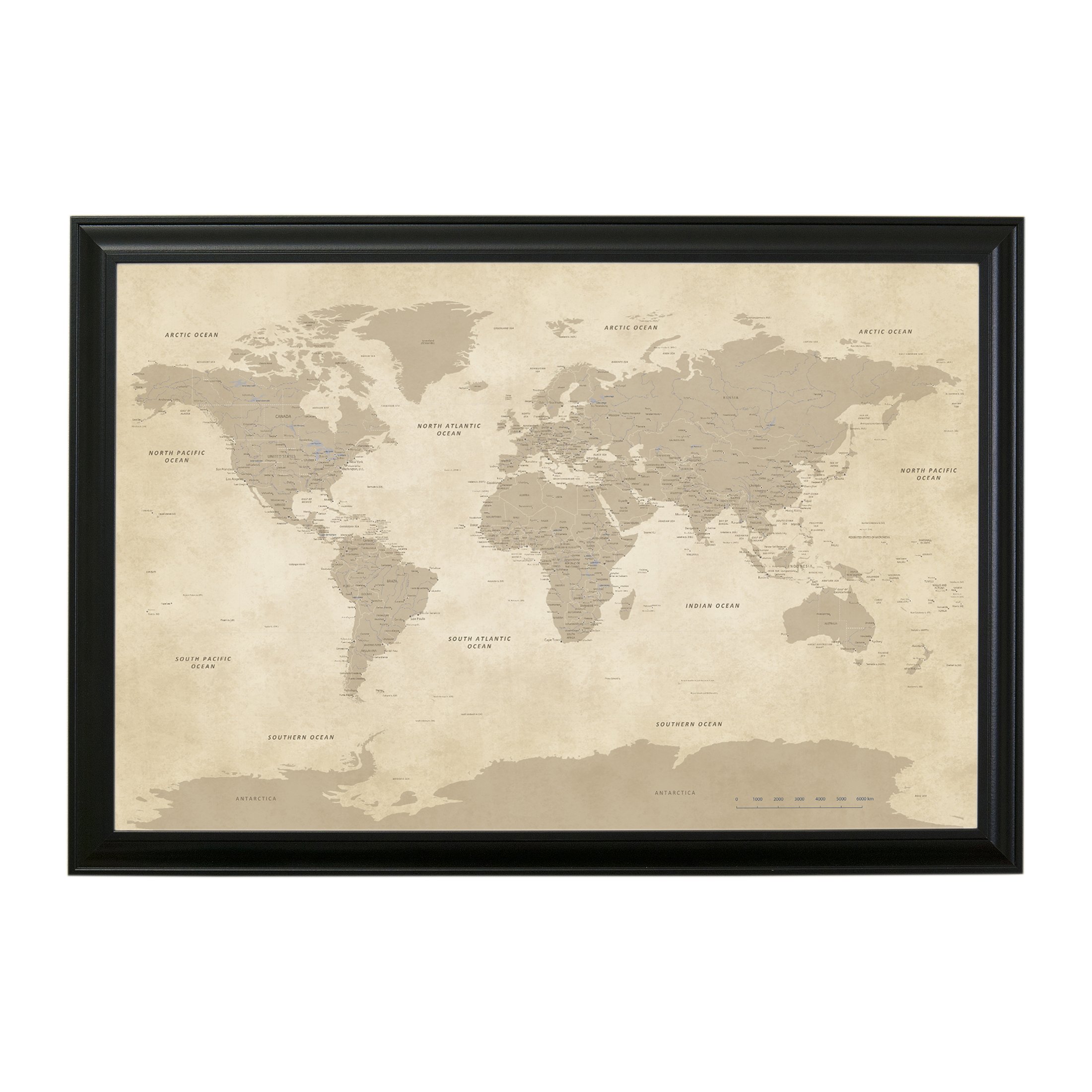 Vintage World Push Pin Travel Map Poster - 27.5