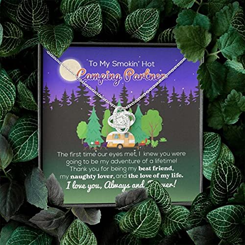 Love Knot Necklace for Women - Camping Jewelry Gift with Card & Box