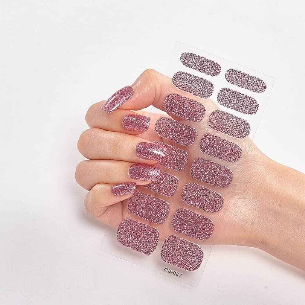 5 Sheet Self-Adhesive Nail Stickers Set - Glitter Sequins Powder Nail Wraps for DIY Nail Art Decoration (CS-37) | Perfect for Parties, Weddings, and Daily Nail Enhancement
