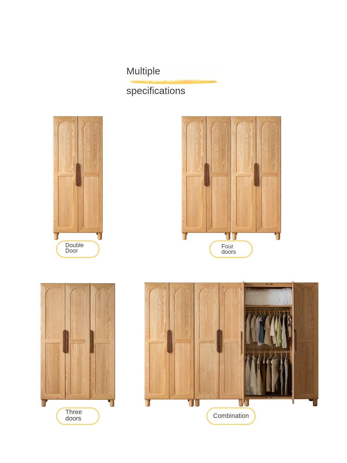 Solid Oak Wood Kids Wardrobe - Durable & Stylish Storage for Bedroom, Nursery, or Playroom Organization