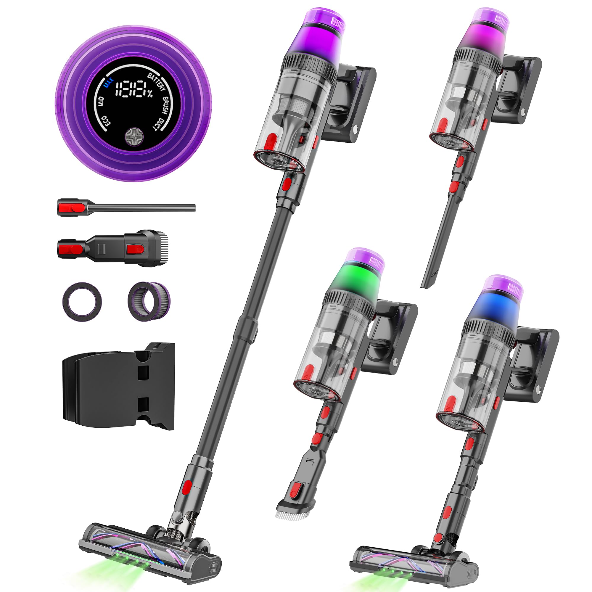 Powerful 500W Cordless Vacuum Cleaner - 45Kpa Suction, 60min Runtime for Home & Carpet Cleaning