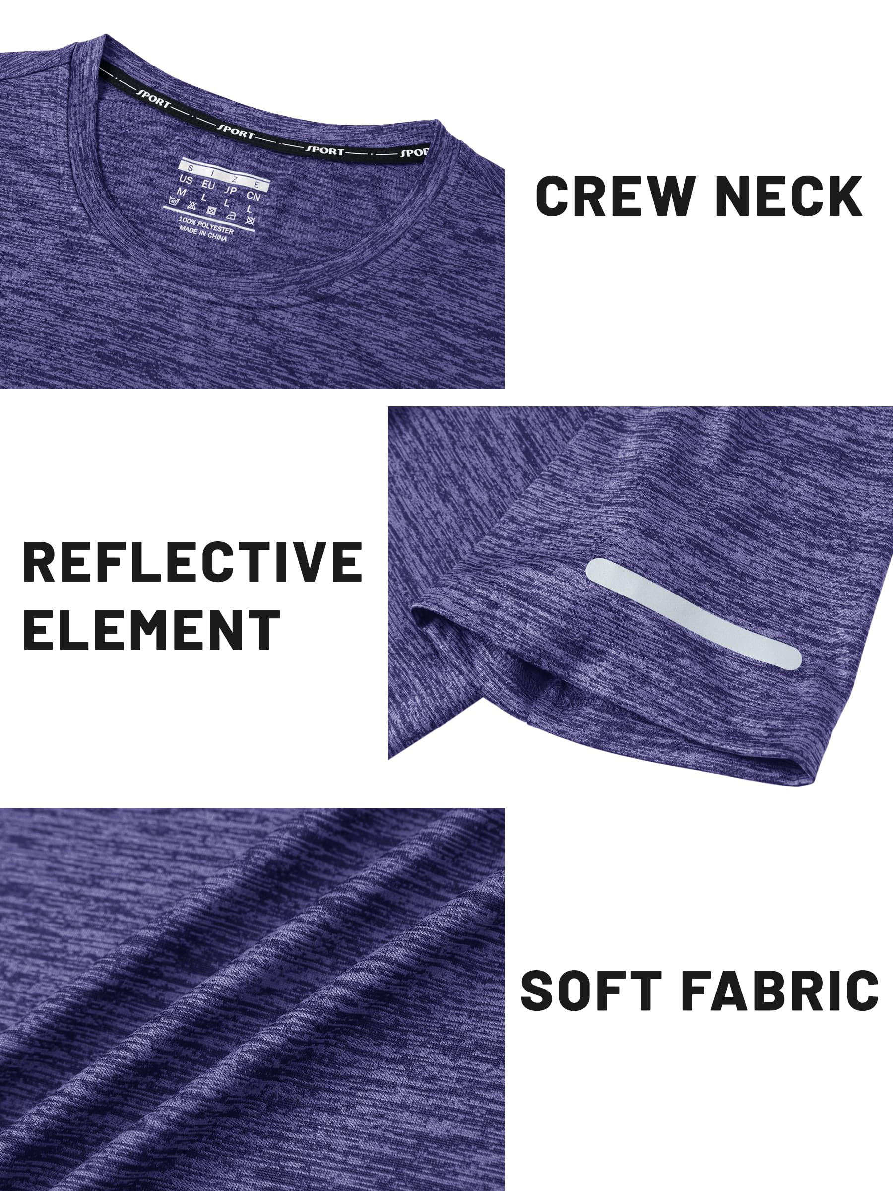 TACVASEN Men's Workout Shirts - Short Sleeve Athletic Dry Fit T-Shirts for Running & Gym - Breathable Crewneck Tee for Sports & Outdoor Activities